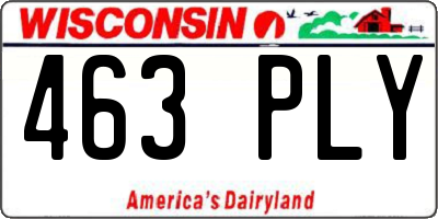 WI license plate 463PLY