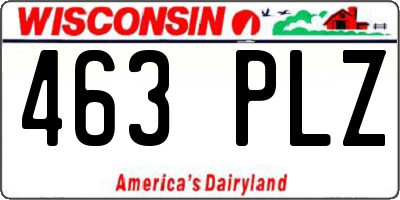 WI license plate 463PLZ