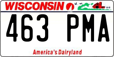 WI license plate 463PMA