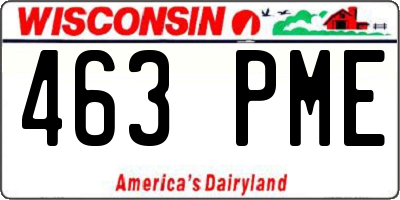 WI license plate 463PME