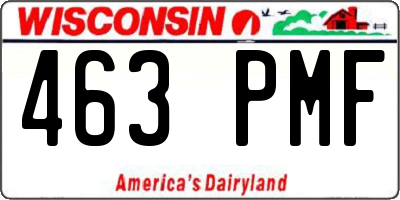 WI license plate 463PMF