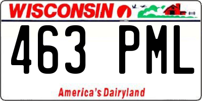 WI license plate 463PML