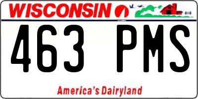 WI license plate 463PMS