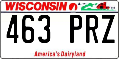 WI license plate 463PRZ