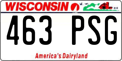 WI license plate 463PSG
