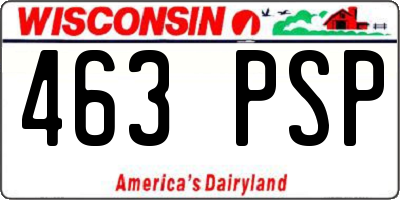 WI license plate 463PSP