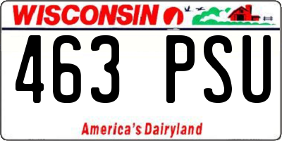 WI license plate 463PSU