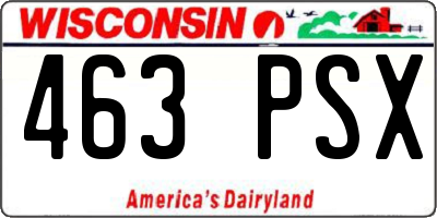 WI license plate 463PSX