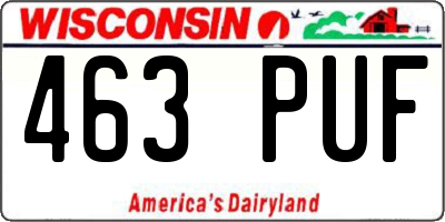 WI license plate 463PUF
