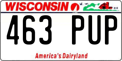 WI license plate 463PUP