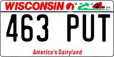 WI license plate 463PUT