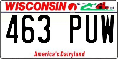 WI license plate 463PUW