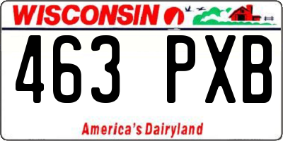 WI license plate 463PXB