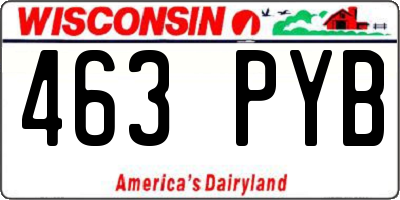 WI license plate 463PYB