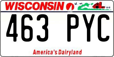 WI license plate 463PYC