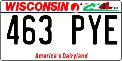 WI license plate 463PYE