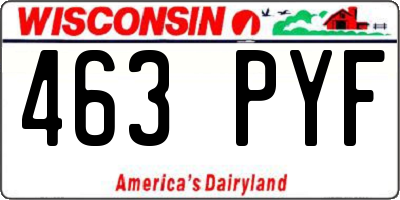 WI license plate 463PYF