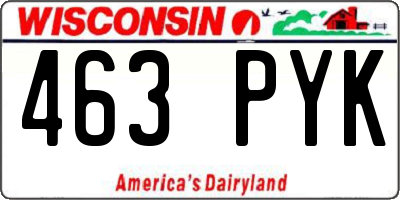WI license plate 463PYK