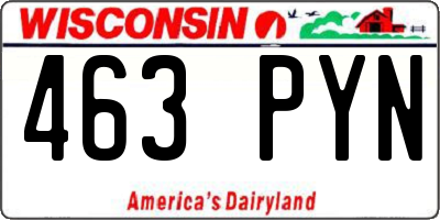 WI license plate 463PYN