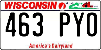 WI license plate 463PYO