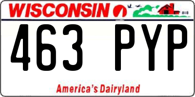 WI license plate 463PYP