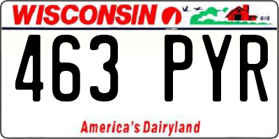 WI license plate 463PYR