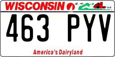 WI license plate 463PYV
