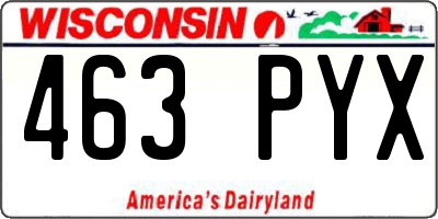 WI license plate 463PYX