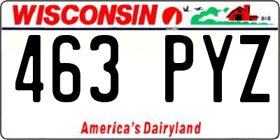 WI license plate 463PYZ