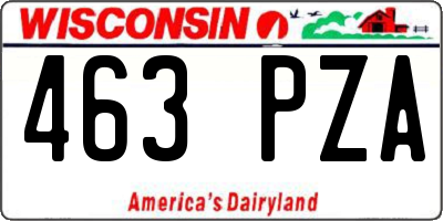 WI license plate 463PZA