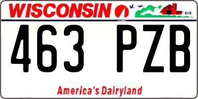 WI license plate 463PZB