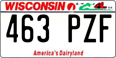WI license plate 463PZF