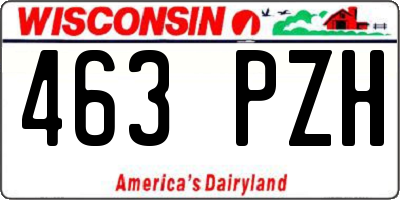 WI license plate 463PZH