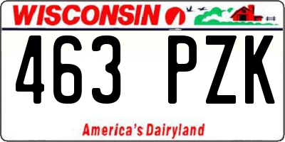 WI license plate 463PZK