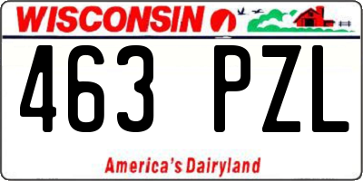 WI license plate 463PZL