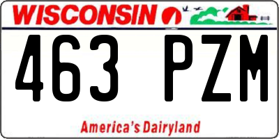 WI license plate 463PZM