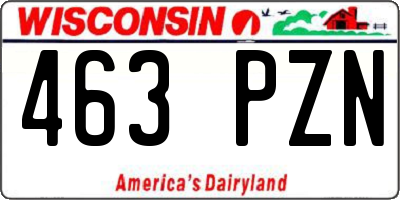 WI license plate 463PZN