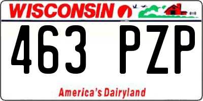 WI license plate 463PZP