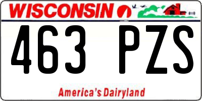 WI license plate 463PZS