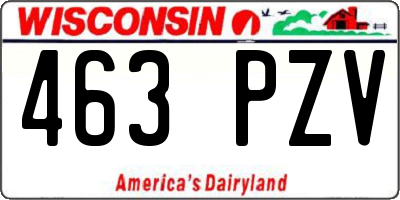 WI license plate 463PZV