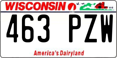 WI license plate 463PZW