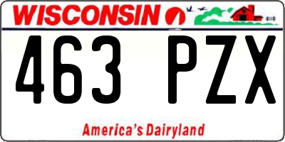 WI license plate 463PZX