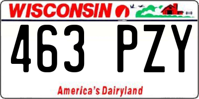WI license plate 463PZY