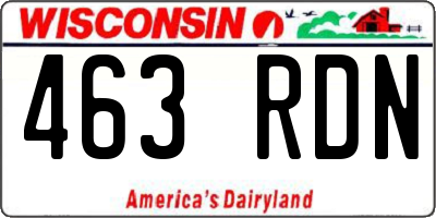 WI license plate 463RDN