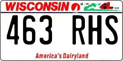 WI license plate 463RHS
