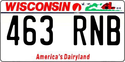 WI license plate 463RNB