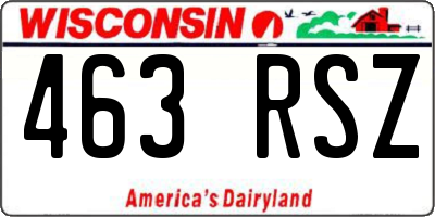 WI license plate 463RSZ