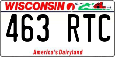 WI license plate 463RTC