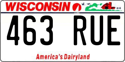 WI license plate 463RUE