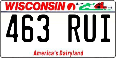 WI license plate 463RUI